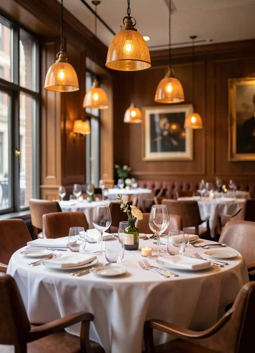 Sala del restaurante con luces cálidas